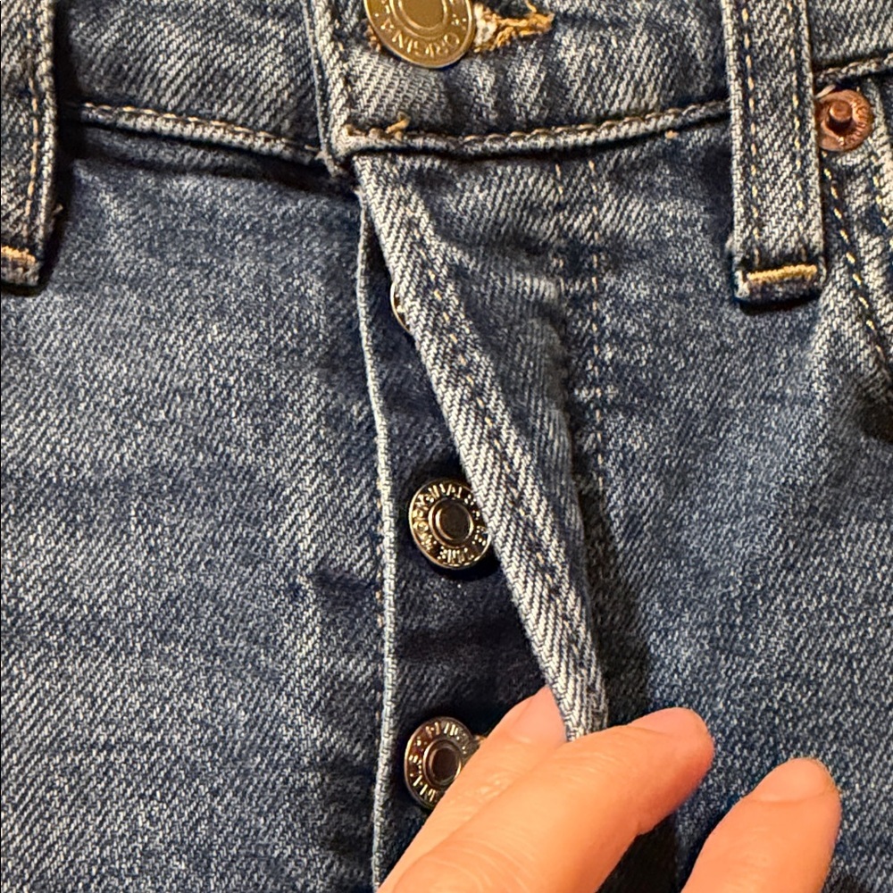 Women’s Re/Done 90s High Rise Ankle Crop in Vintage Indigo Destroy - Picture 4 of 8